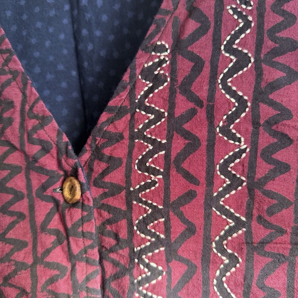 Vintage Reversible Vest Womens Large Beaded Embroidered 90s Double Sided Boho - Picture 11 of 16